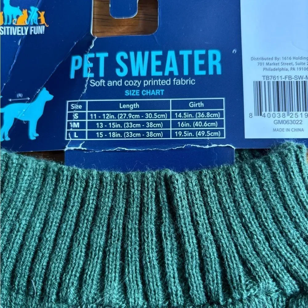 Green Pet Sweater with Inspirational Text